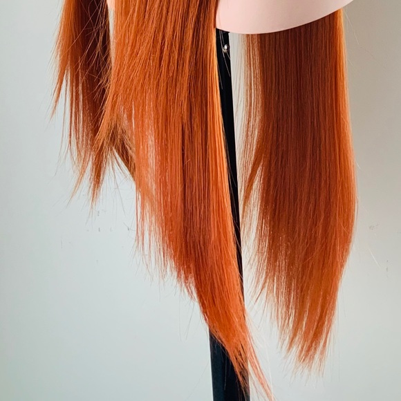 “Put On & Go” Long Copper Color Premium Fiber Wig with Bangs - New in Package - Picture 9 of 13
